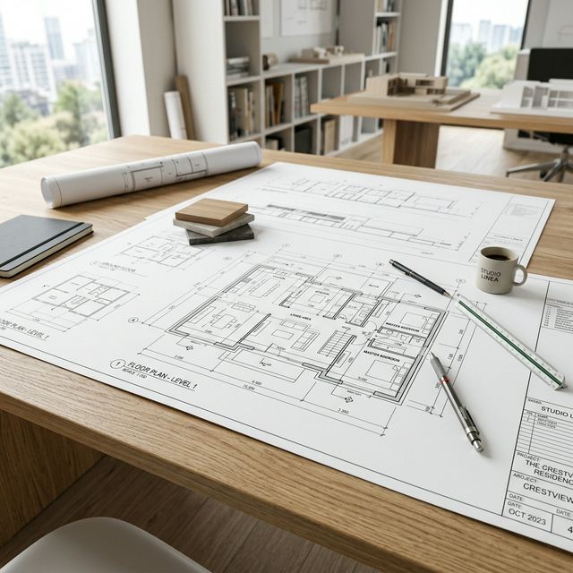 Design team collaborating on CAD plans